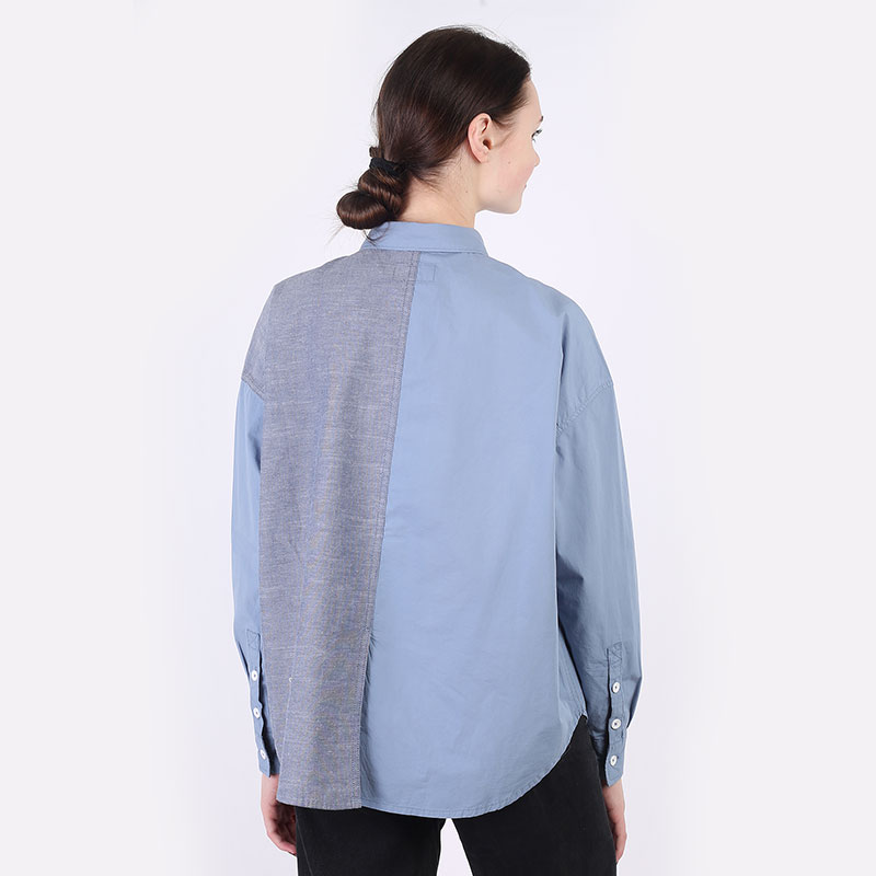 женская голубая рубашка Converse Colorblocked Button Shirt 10022971494 - цена, описание, фото 5